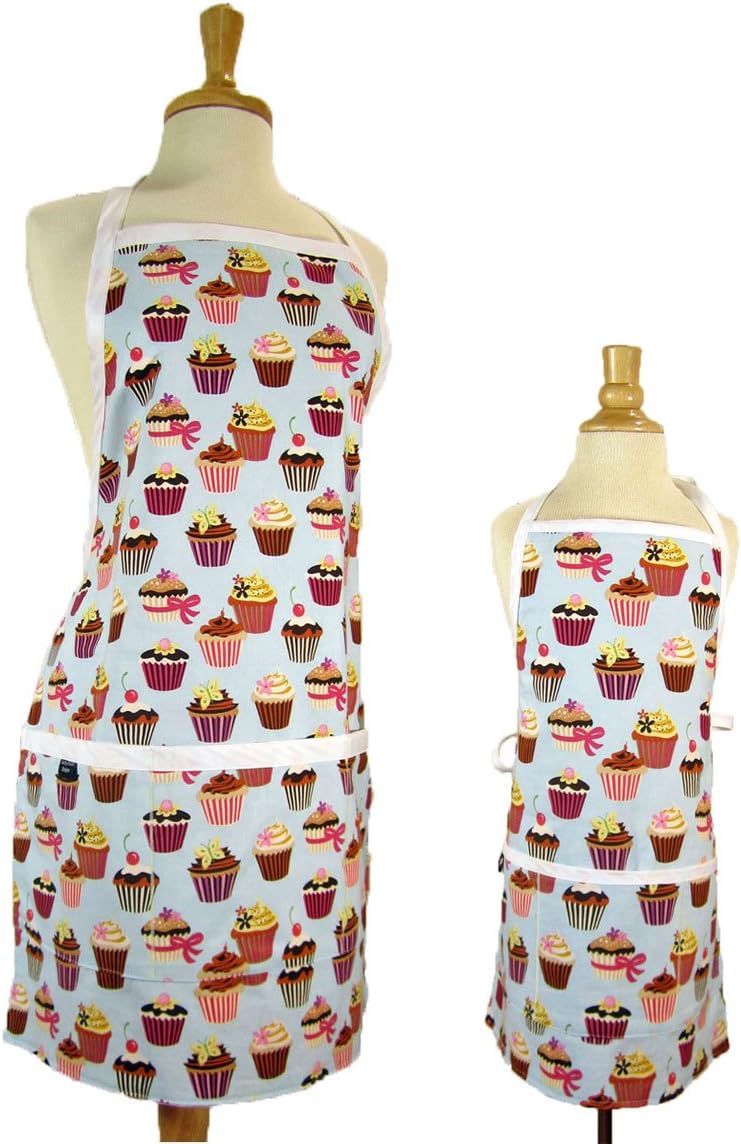Cupcake Adult & Kids Matching Apron Set, Mother Daughter Reversible Apron Set