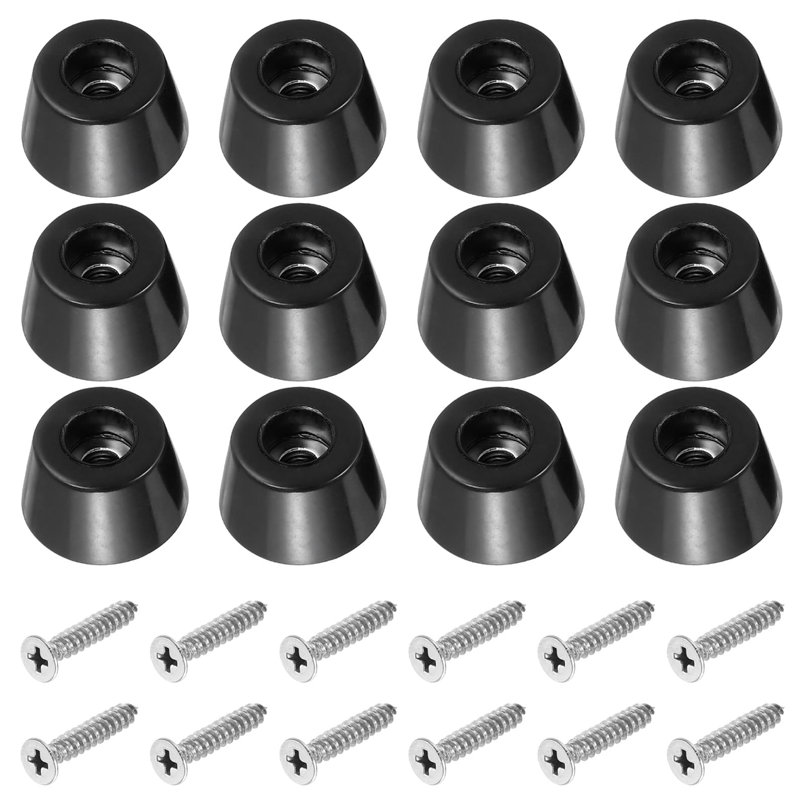 PATIKIL Cutting Board Feet, 12 Pack Round Rubber Feet Bumpers Non Slip Bumper Pads with Stainless Steel Screws for Furniture Chairs Desks Electronics (0.17"Wx0.51"H)