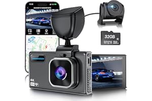 ONDASHCAM Dash Cam Front and Rear, 4K/2.5K Dual Dash Camera for Cars, 32GB Card Included, Dashcam Built-in Night Vision, 3.5" IPS, 5G WiFi & GPS, G-Sensor, 170° Wide Angle, WDR, 24H Parking Mode