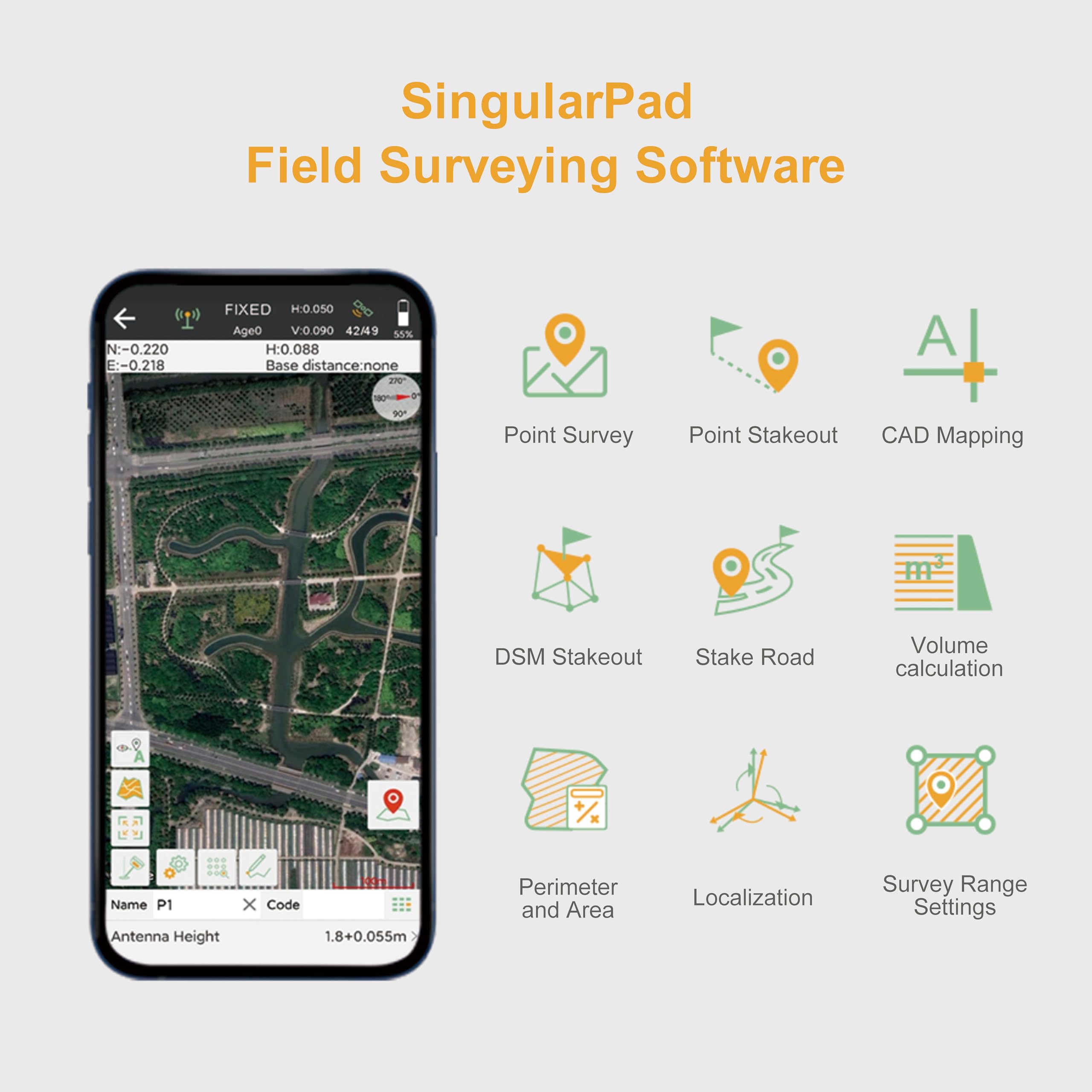 RTK GNSS Survey Equipment 60° Tilt Built-in IMU,Equipped with Rover Handheld GPS for Surveying and Survey Software Ideal for Land Surveying,GIS,Mine Surveying,Topographic Survey