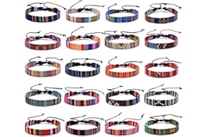 WAINIS 20PCS Wrap Friendship Bracelets Men Women Hemp Cords Ethnic Tribal Bracelets Wristbands