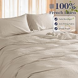 Shilucheng 100% Linen Queen Duvet Cover Set, Luxury