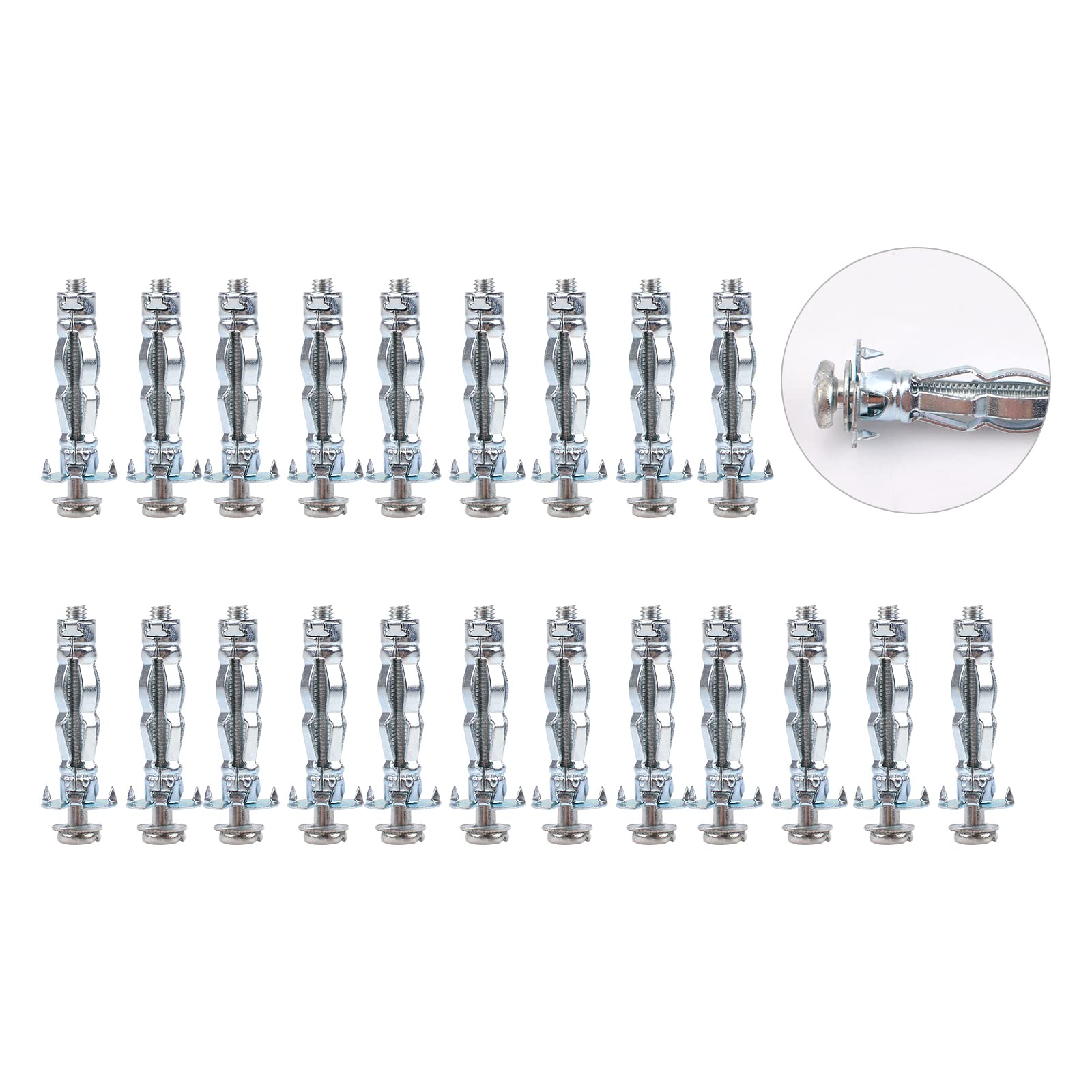 INCREWAY Wall Anchor, 21pcs M4*32 Heavy Duty Carbon Steel Molly Bolt Hollow Drive Wall Anchor Screws for Drywall Sheetrock