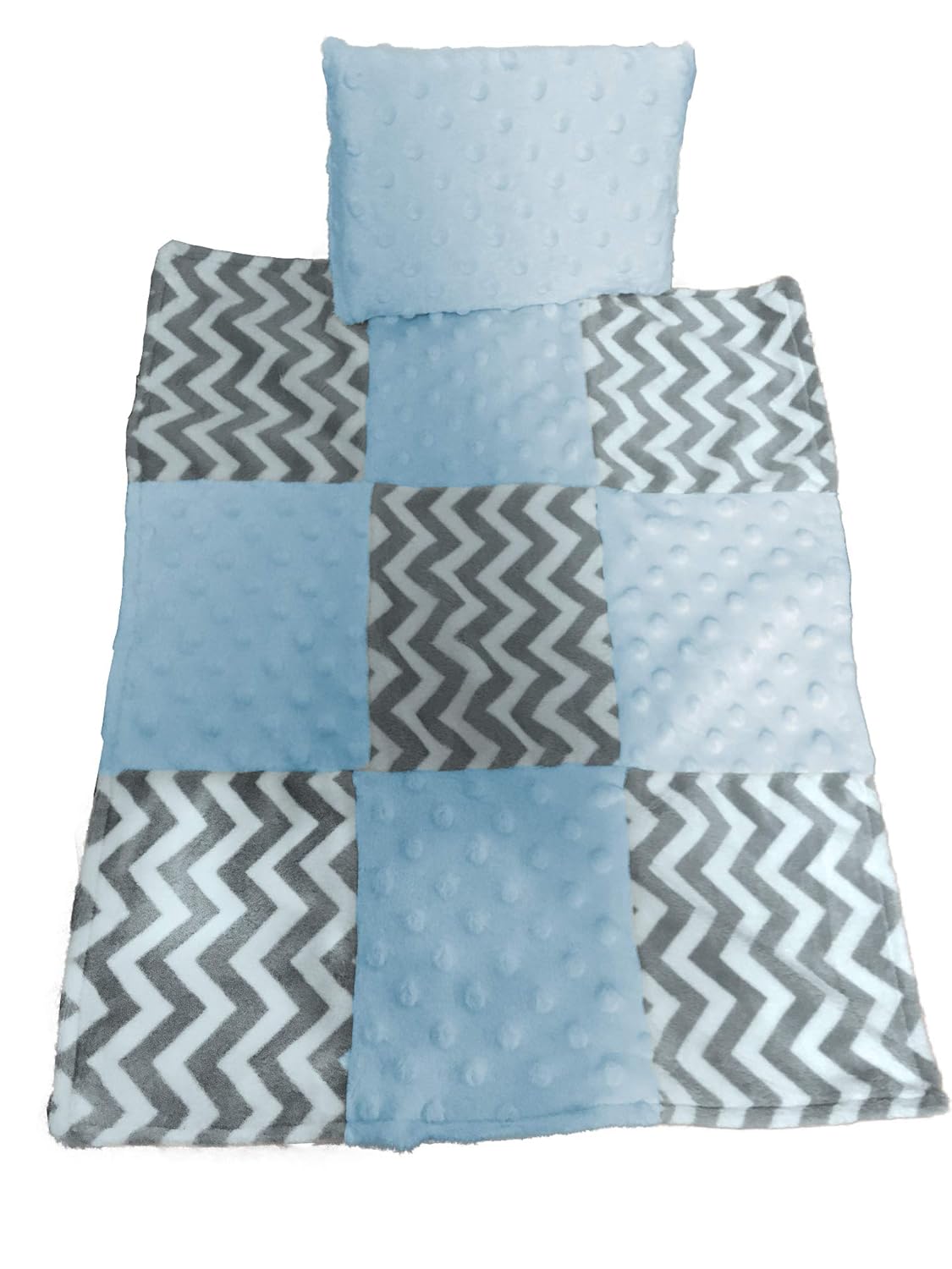 Amazoncom Baby Doll Cuddly Minky Chevron Patch Doll Blanket And Pillow Set