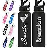 Personalized Water Bottles with Straw Lid 24/32/40oz Custom Engraved Name Logo Stainless Steel Insulated Bottle Customized Gift for School Sport Gym Work