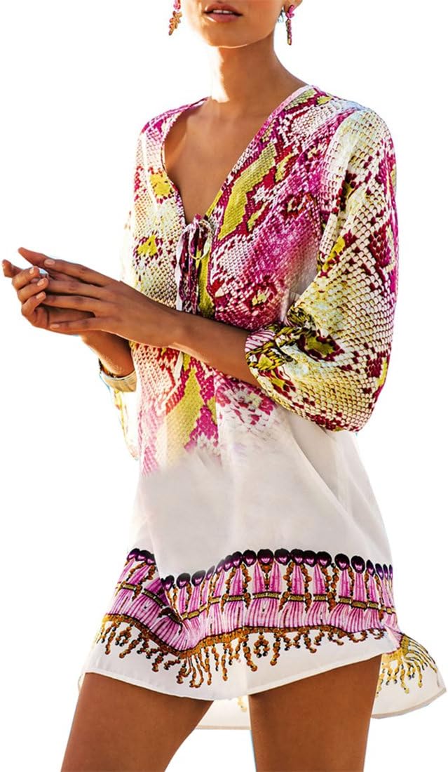 Saherewanr Women Pool Swimwear Beach-Suit Bikini Cover ups Sarong Bohemia Tassel Kimono Boho Gown Dress