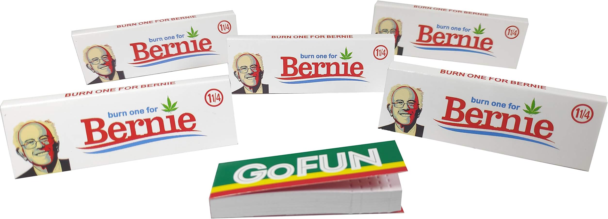 5x 'Burn One for Bernie' 1.25 Size Rolling Papers & 1x GoFun Filter Tips