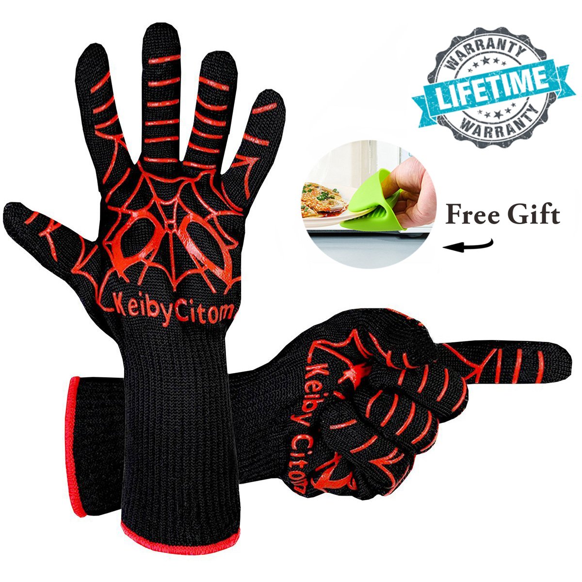 BBQ Gloves,Fire Resistant Gloves Fire Pit 932°F Heat Resistant,Grilling