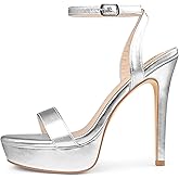 MERUMOTE Heels for Women Open Toe Heeled Sandals Ankle Strap Sexy High Heels for Dressy Wedding Pumps Shoes