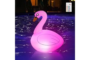Qoolife Floating Pool Lights Solar Powered, Solar Pool Lights, Waterproof 16 RGB Inflatable Swan LED Pool Lights That Float for Swimming Pool Spa Patio Wedding Party Beach Decorations