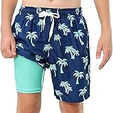 ZenGents Boys Swim Trunks with Compression Liner Swim Shorts Kids Quick Dry Bathing Suit Boxer Brief Swimwear 6-20 Years