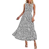 PRETTYGARDEN Womens Summer Dresses 2025 Sleeveless Drawstring V Neck Maxi Dress Flowy Casual Long Dresses with Pockets