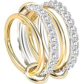 PEHiHGYJ Stackable Rings For Women Interlocked Ring Stack Interlocking mixed Metal Silver And Gold Set Size 5-11 18k Gold Plated Cubic Zirconia Rings