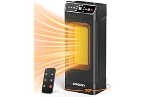 SPACEKEY Space Heater, Electric Space Heaters for Indoor Use with Thermostat, Remote, 1-12H Timer, 70°Oscillation and Overheat Protection, 1500W PTC Ceramic Fast Safety Heat for Office Bedroom (Black)