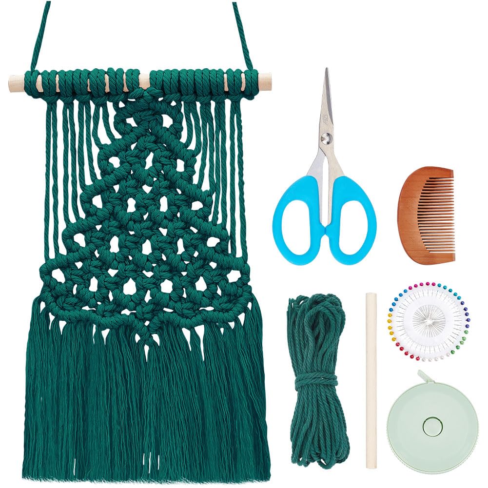 INFUNLY Christmas Tree Macrame Kit Macrame Wall Hanging Macrame DIY Kit for Beginners Handcraft Macrame Hanging Kit Macrame Starter Kit Ornaments for Christmas Home Room Decor with Instruction