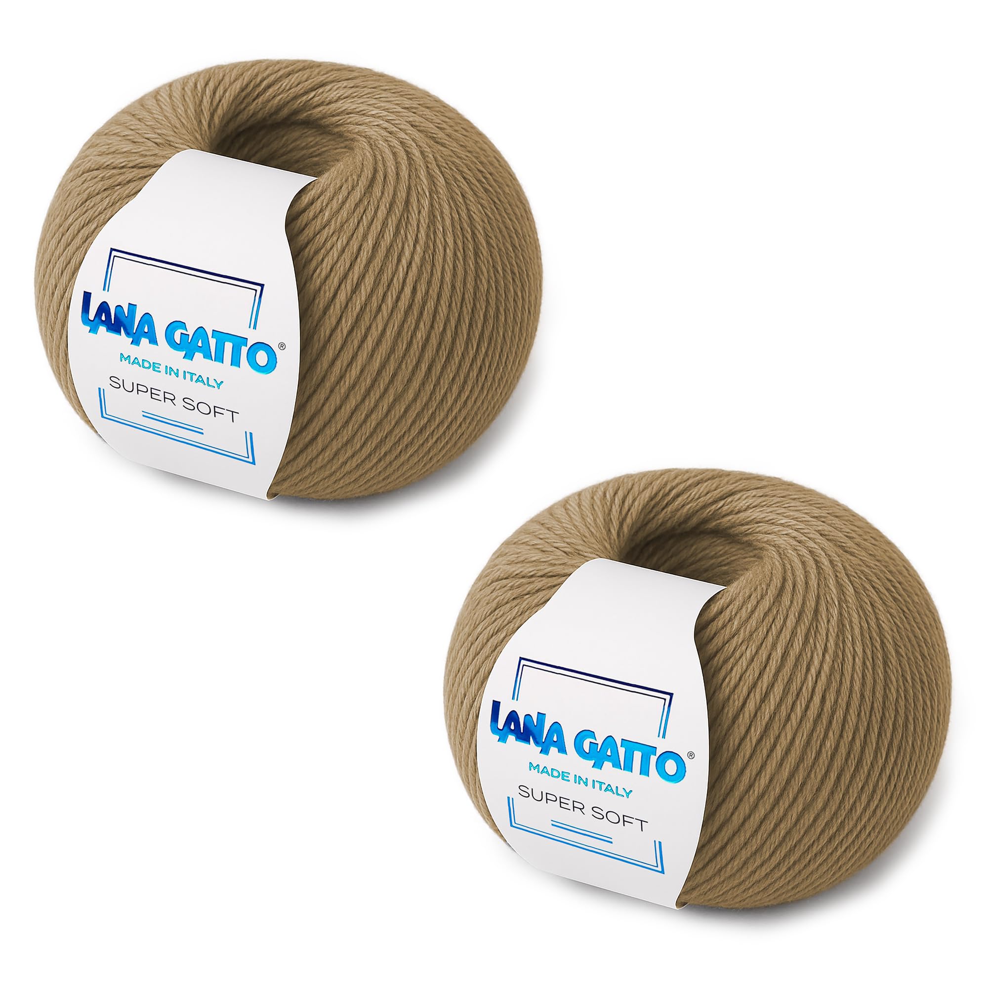 Super Soft Yarns for Crocheting and Knitting 100% Merino Wool Soft Yarn, Extrafine Wool Made in Italy by Lana Gatto Super Soft Line, 4 oz 274 yds, (2, Camel - 14202)