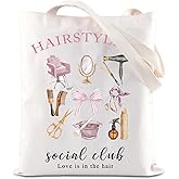 ENSIANTH Hairstylist Social Club Coquette Hair Stylist Tote Bag Gift Cosmetology Hair Hustler Handbag
