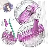 𝐃𝐞𝐭𝐚𝐜𝐡𝐚𝐛𝐥𝐞 Leak Proof Flip Straw Lid Replacement for 40oz Stanley Tumbler,No Spill Accessories with Extended Straw & Detachable Lid (Magenta, 40oz)