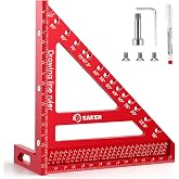 Saker 8.5Inch 3D Multi-Angle Measuring Square Ruler, Aluminum Alloy Carpenter Square,Precision Hole Scribing Ruler with Angle Pin for Woodworking, Engineering, and Construction Projects