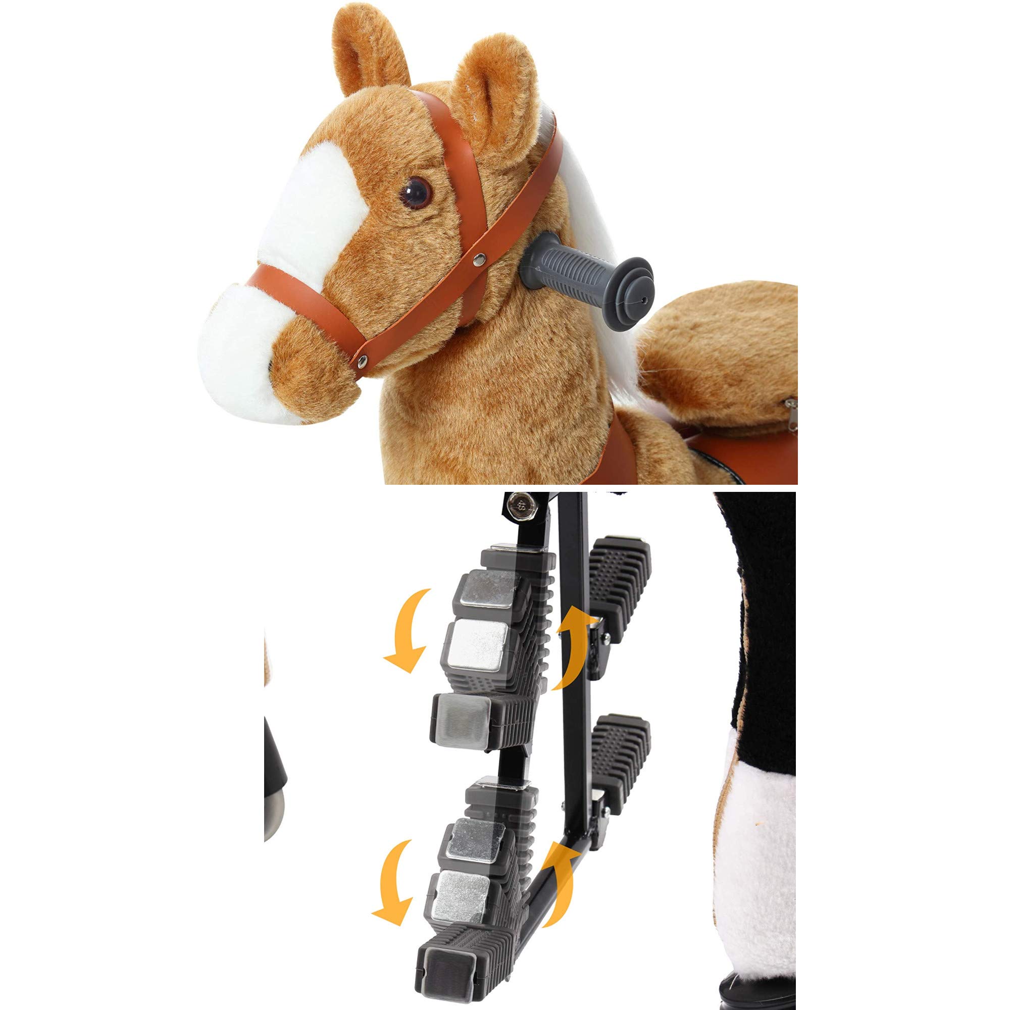 JoJoPooNy Ride on Horse Toy, Kids Ride on Toy for 6-14 Years Old, Premium Riding Horse Plush Animal Toy, Walking Horse Toy with Wheels (36 Inch Height)