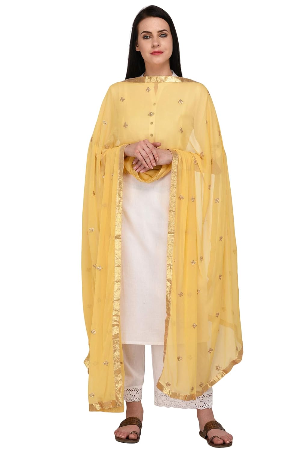 pistaa's women's chiffon embroidered fancy dupatta