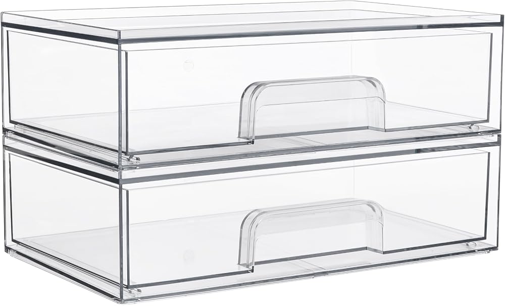 Vtopmart 2 Pack Clear Small Stackable Storage Drawers Acrylic Organizer