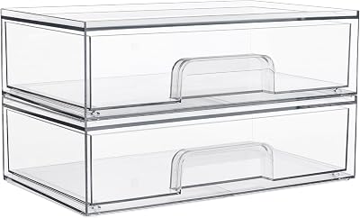 Vtopmart 2 Pack Clear Small Stackable Storage Drawers Acrylic Organizer
