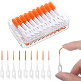 RAYITO Interdental Brushes 220pcs Orange 2-in-1 Tooth Floss Picks Box