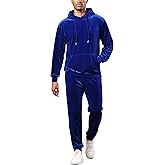RPOVIG Men's Velour Hoodie Tracksuit 2 Pieces Set Jogging Sweatsuits Outfits Fall Warm Clothes Velvet Hooded Sweatshirt