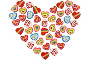 LIGHOON Valentines Erasers for Kids Bulk, Large Valentines Day Erasers, Heart Novelty Erasers for Homework Rewards, Valentine's Day Party Decoration, School Student Prizes, 36 Pcs