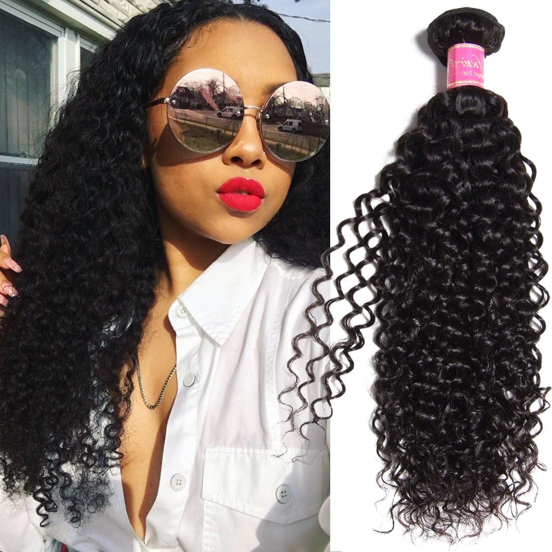 ALI JULIA Hair 1-pack Bundles 10A Malaysian Virgin Curly Hair Weft Unprocessed Human Hair Weft Extensions Natural Color (22 inch)