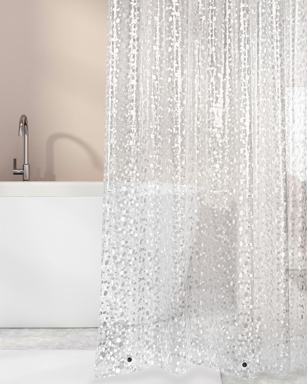 OTraki Shower Curtain 180X200cm, PEVA Mould Free Shower Curtains Waterproof Weighted Magnetic Shower Curtain with 12 5.7*3.8 CM Hooks and 3 Magnets 3D Effect Clear Shower Curtains for Bathtub Wet Room