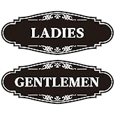 2 PCS Men and Women Restroom Sign for Home and Business, Self-adhesive Waterproof Elegant Ladies & Gentlemen Bathroom Door Signage Sticker Decor for House, Offices, Restaurants, Shop and Public Area