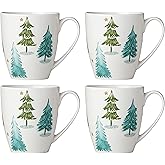 Lenox 880069 Balsam Lane 4-Piece Mug Set, Christmas Drinkware, Holiday Hosting