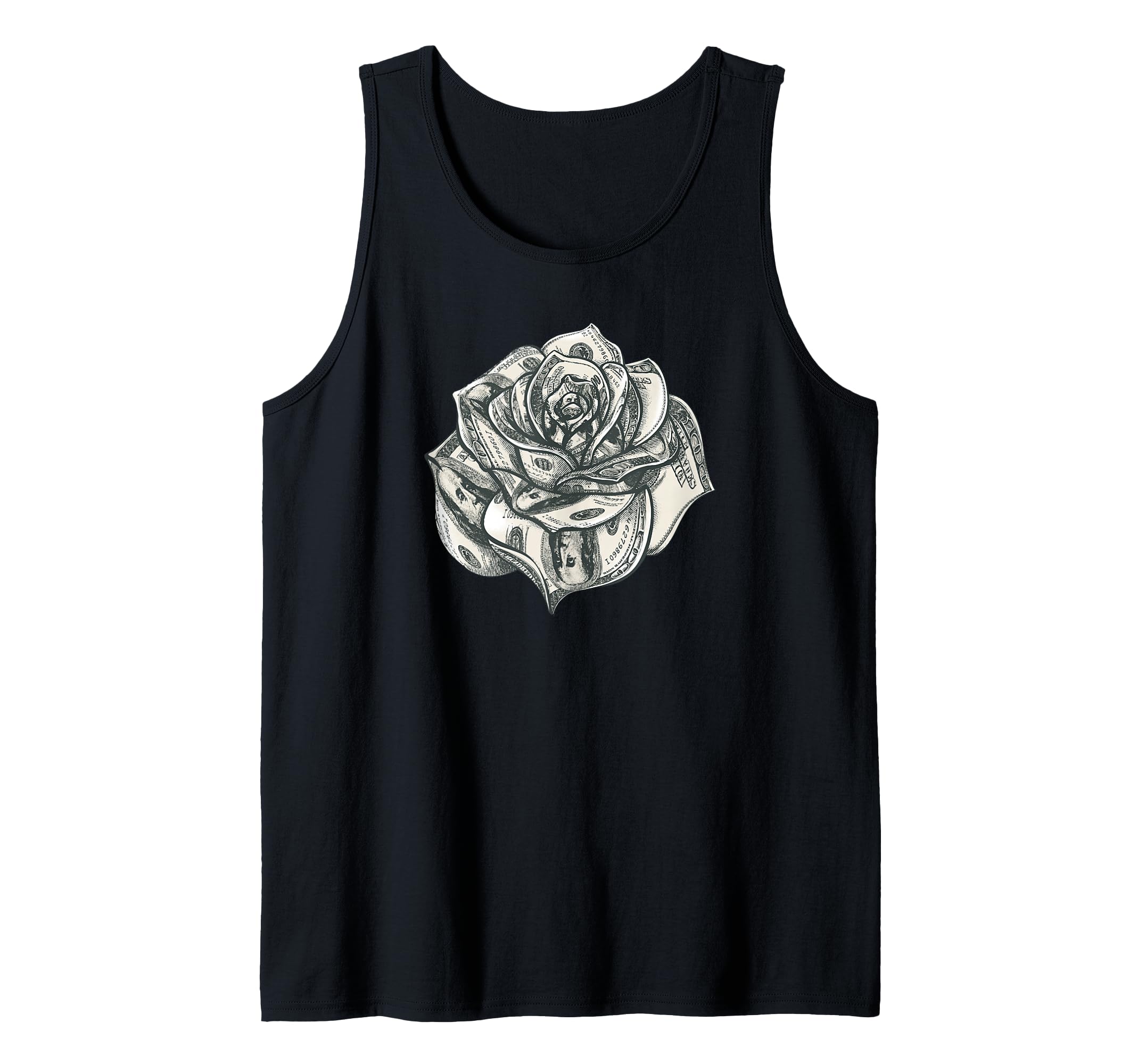 Rose Flower Hundred Dollar Bills Tank Top