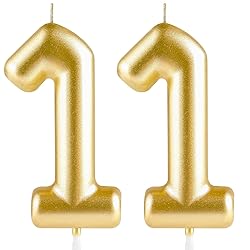 Hongplus Metallic Gold Number 11 Birthday Candle