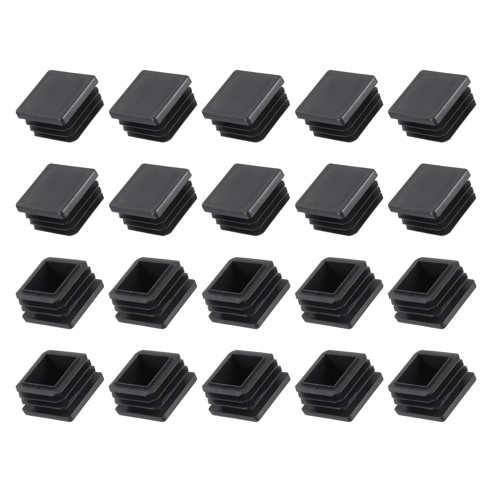 METALLIXITY Square Tube End Cap(30 x 30mm) 20Pcs, Plastic Plugs Insert End Caps Pipe Cap Cover Threaded End Blanking Caps Protector - for Square Tube Fence Furniture Table Chair Legs, Black