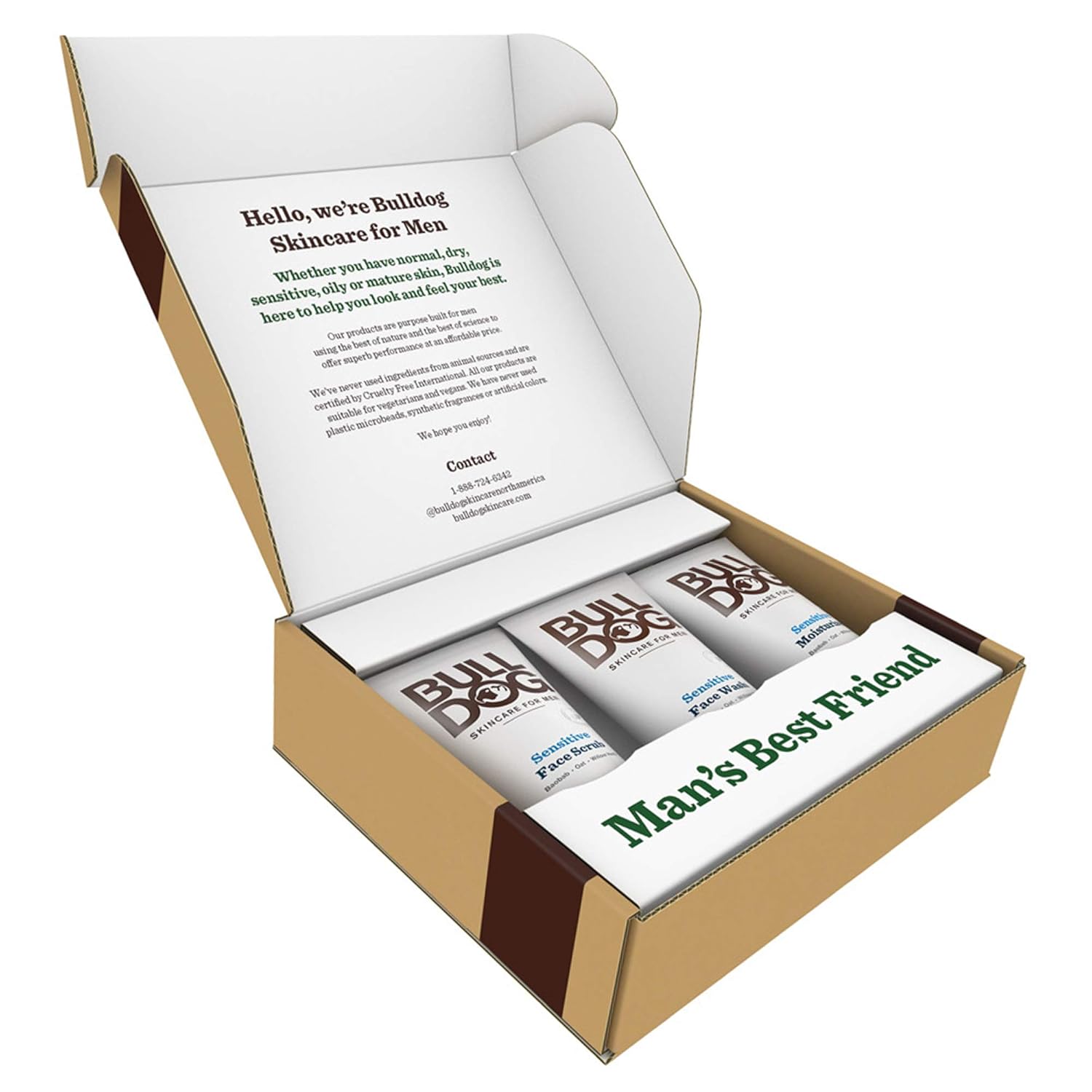 Bulldog Mens Skincare and Grooming Sensitive Full Face Kit with Sensitive Moisturizer, Sensitive Face Wash and Sensitive Face Scrub: Beauty