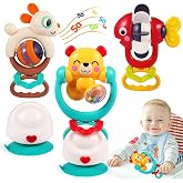 Baby Toys 6-12 Months, Removable Baby Rattle, 6 Month Old High Chair Toys | Baby Bath Sensory Toys with Suction Cup, 3PCS Infant Teething Toys, Christmas &amp; Birthday Baby Gift for 6 7 9 12-18 Months