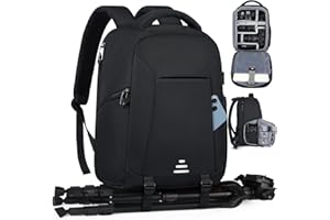 Camera Backpack, Professional Camera Bag for DSLR SLR Waterproof 14 Inch Laptop Backpack with Rain Cover & Tripod Holder Anti