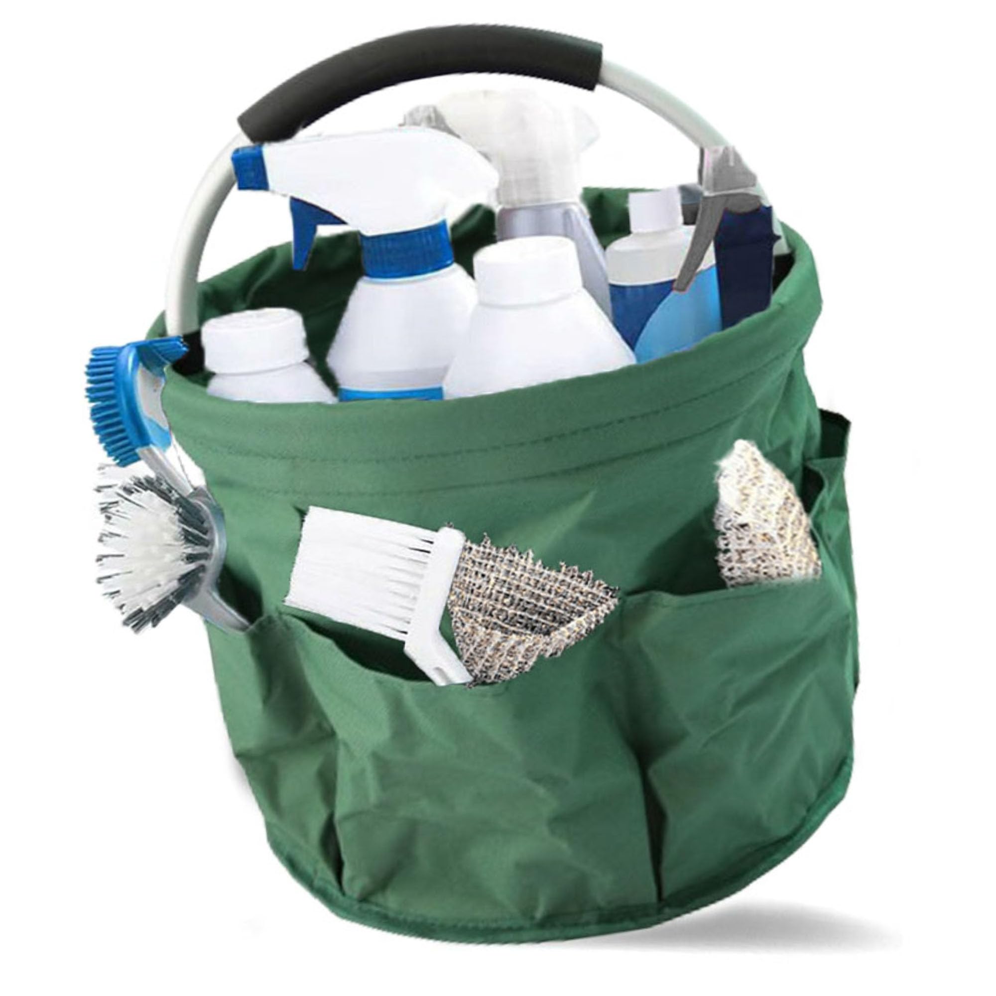 MZSX Collapsible Tool Basket, Bucket Tool Bags, Collapsible Garden Gadget Bags, Heavy Duty Gadget Organiser, Tool Bags, Portable Tool Basket for Easy Storage, Suitable for Organiser Bags (Green)