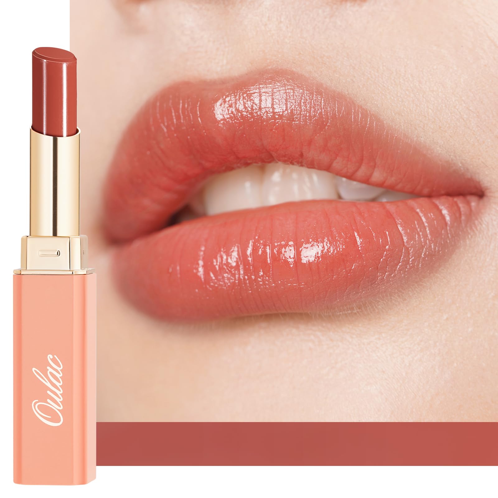 Oulac Apricot Peach Lipstick - Moisture Shine Hydrating Lipstick & Tinted Lip Balm for Dry Lips, Medium Coverage Lip Colour | Juicy Look, Glossy Finish, Vegan, Cruelty-Free, Apricot Crush (16) — image 1