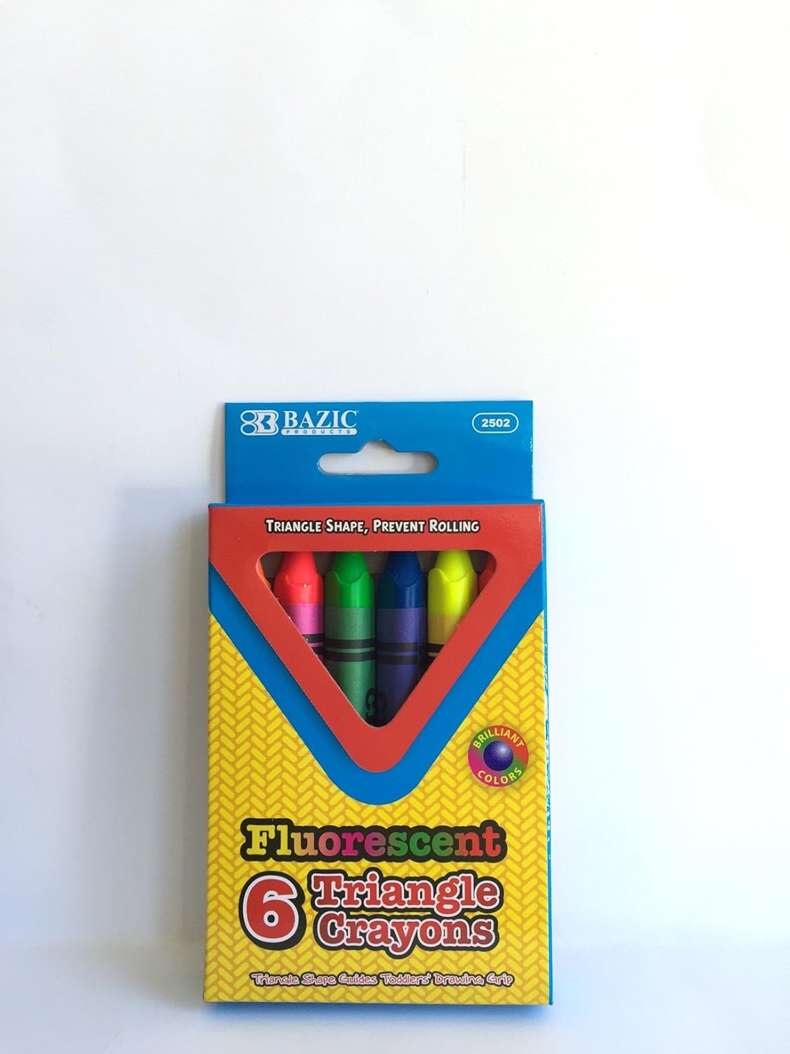 Amazon Bazic 2502 Fluorescent Triangle Crayons Brilliant Colors 6 