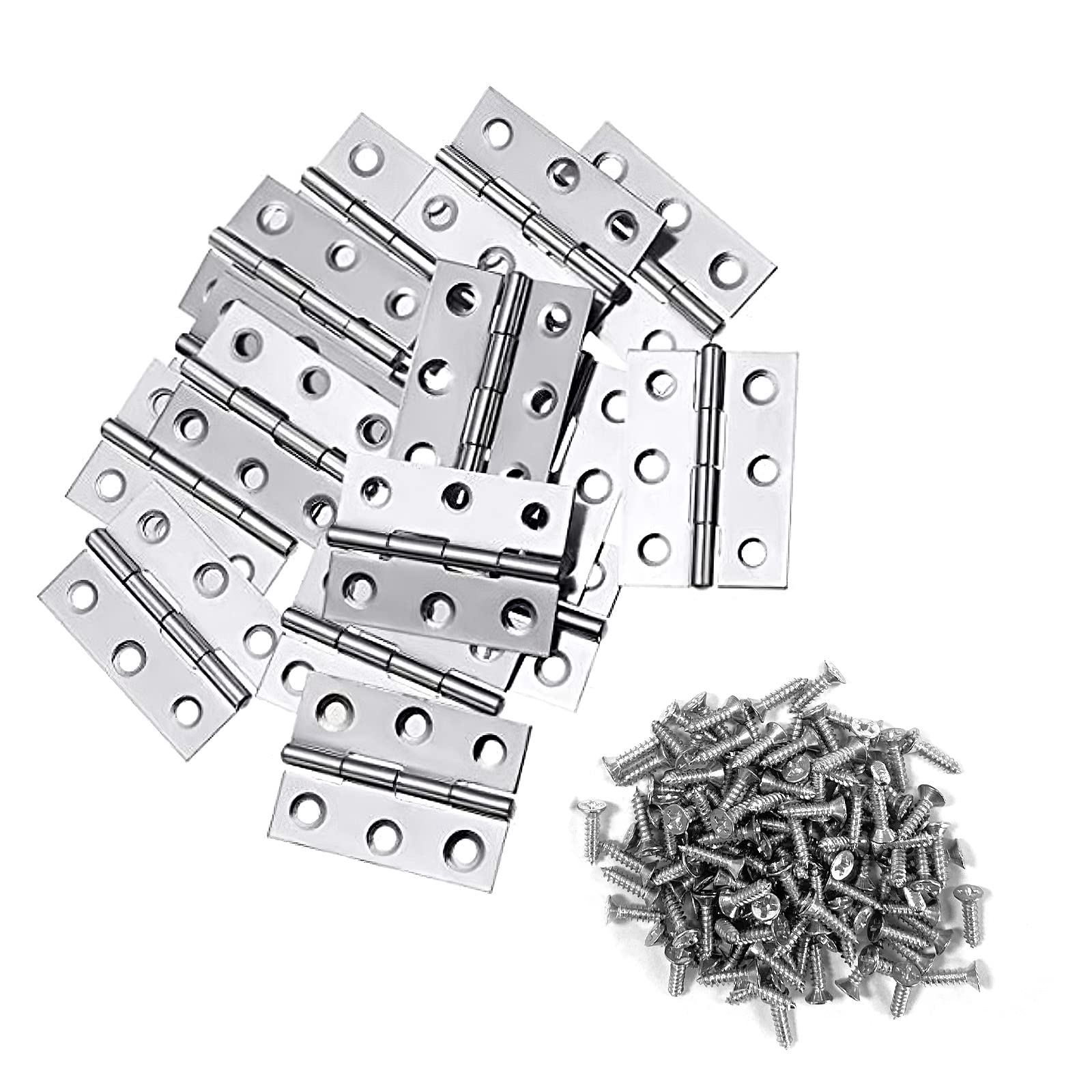 Photo 1 of 20Pcs 2 Inch Stainless Steel Folding Hings for Wooden Box Small Crafts or Lightweight Projects assigned 120 Screws