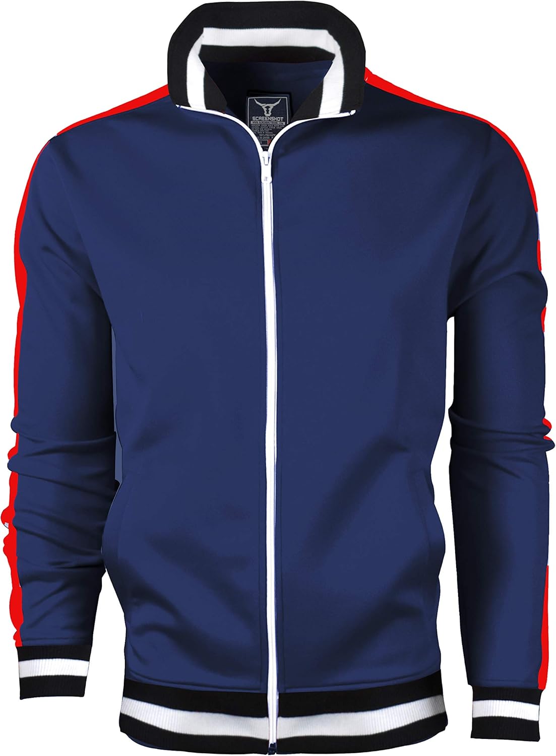 Screenshotbrand Mens Hip Hop Premium Slim Track Jacket - Side Taping at  Men’s Clothing store