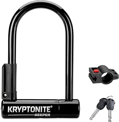 Kryptonite Keeper Mini-6 Bike U-Lock 12mm Shackle Mounting Bracket Keys