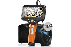 Dual Lens Borescope Camera with Light，Anhendeler 5'' IPS Screen Endosscope Inspection Camera, 5000mAh,16.4FT IP67 Waterproof Snake Camera, 7.9mm Scope Camera for Automotive, Pipe, Wall
