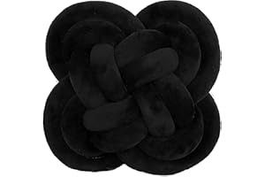 Cyprinus Carpio Creative Knot Ball Rose Flower Cushion Sofa Lumbar Pillow Household Throw Pillow Decoration (Black)