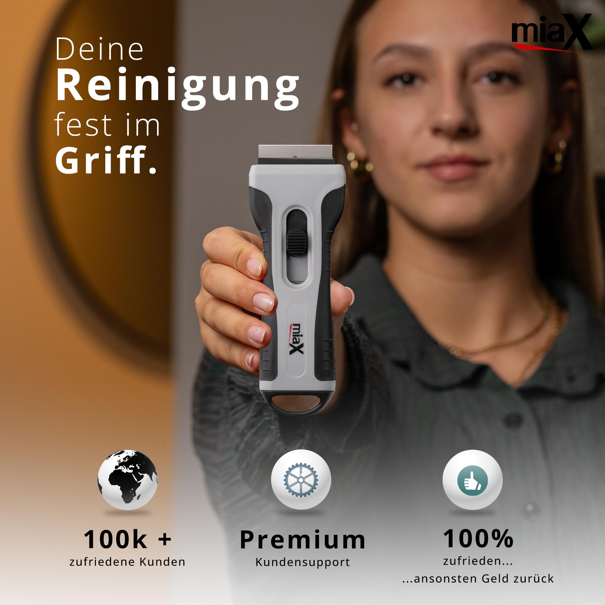miaX Profi Kochfeldschaber mit Soft-Touch-Griff und Ersatzklingen 6