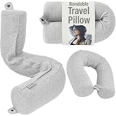 Dot&uml; Twist Memory Foam Travel Pillow, Bendable Neck Pillow for Airplane, Car and Home, 26-Inch Adjustable Roll with Washable Cotton Cover, Gray